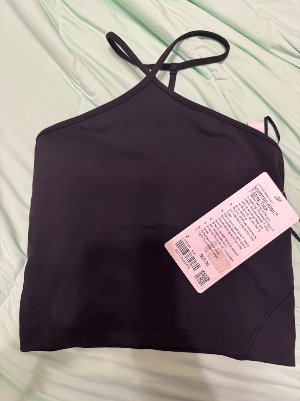lululemon athletica Black T-Strap Align Tank with Mint Lining